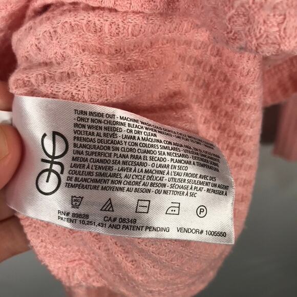 Vintage America Top Womens Small Pink Waffle Knit Thermal  Long Sleeve Soft Cozy - Picture 7 of 8